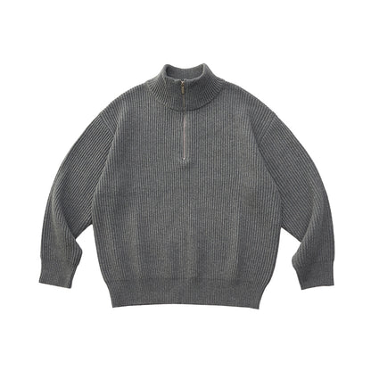 high neck half-zipper sweater