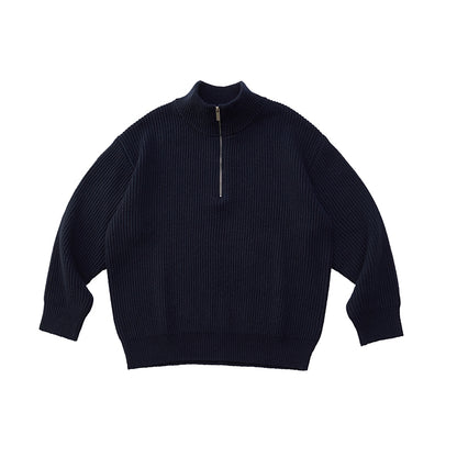 high neck half-zipper sweater