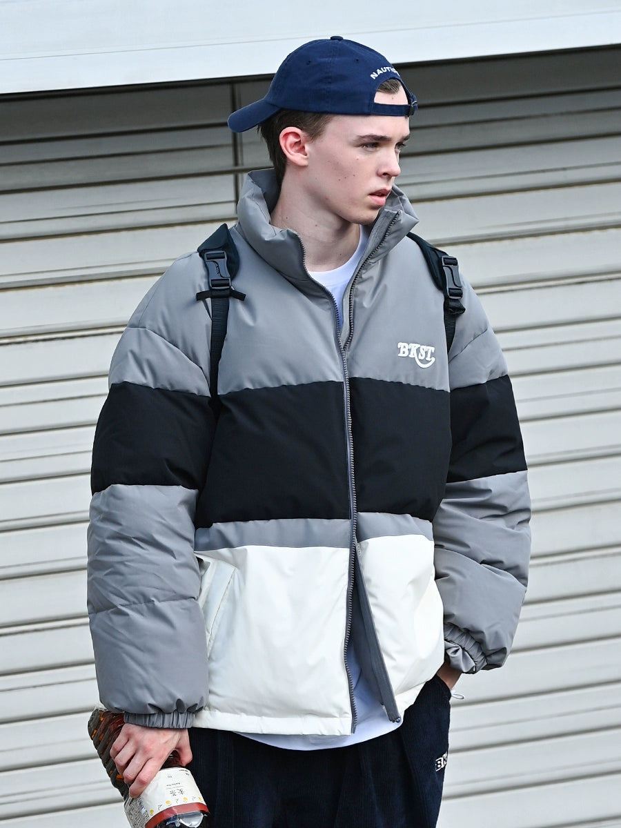 color blocking white duck down jacket