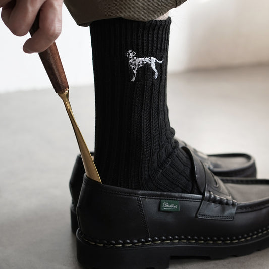 Dog embroidered stacked long socks